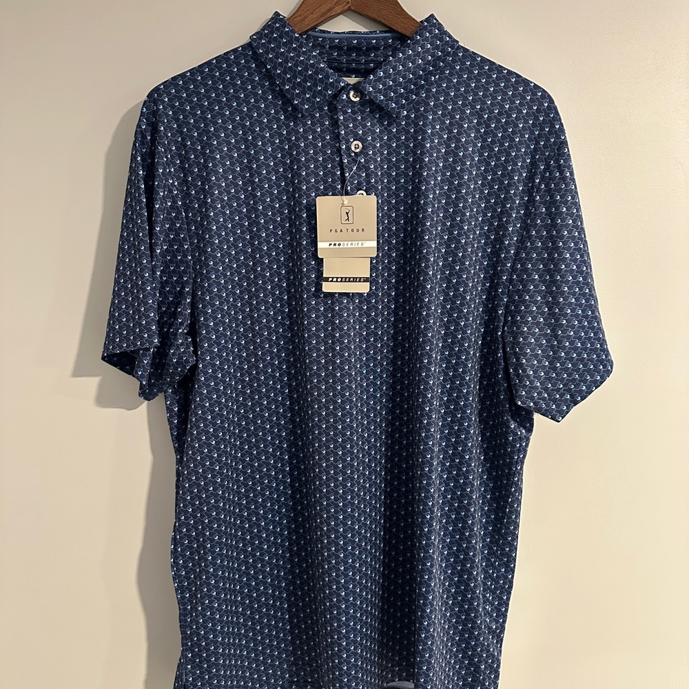 NWT | PGA Tour Navy Patterned Men's Polo Shirt
